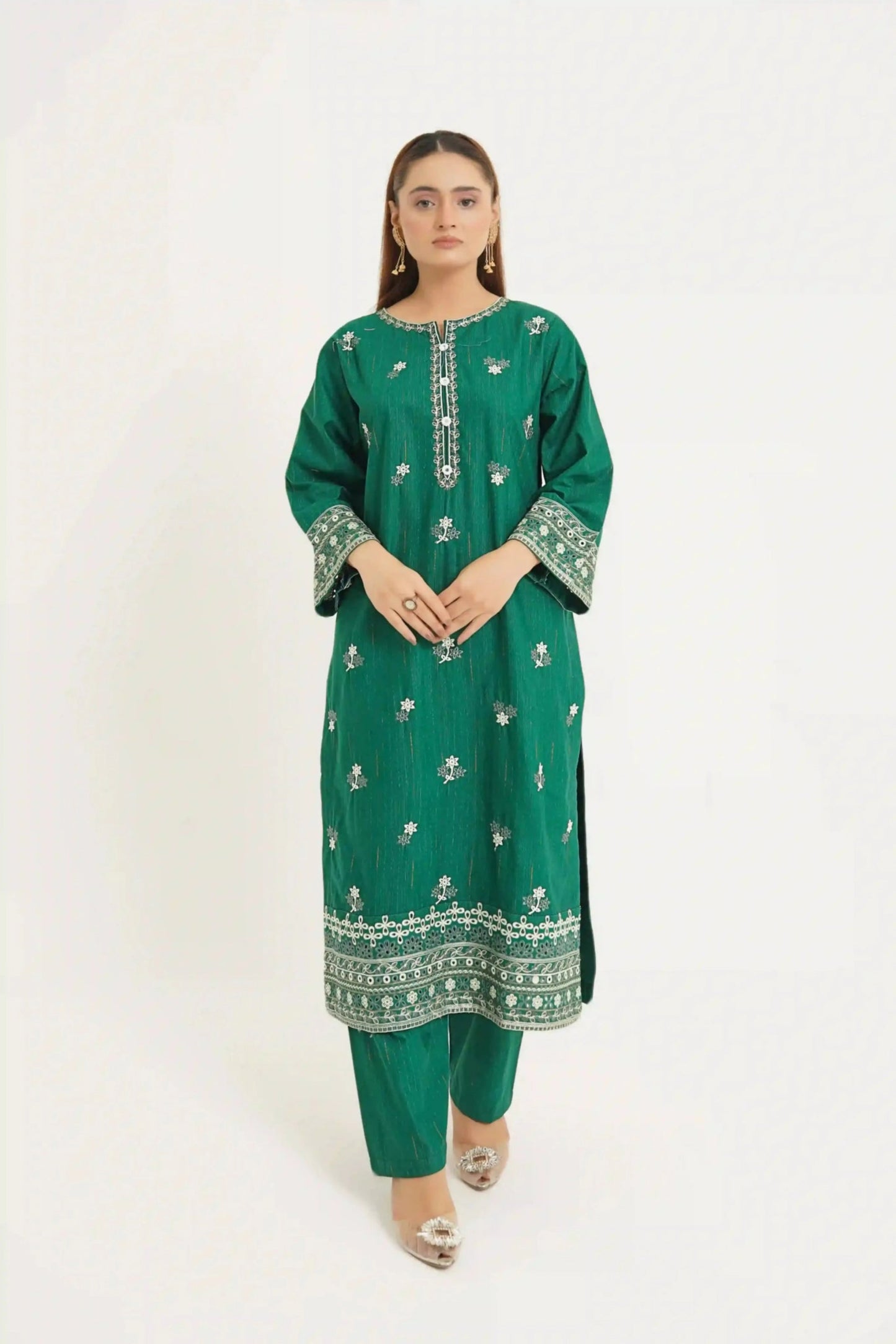 Jade Jewel 3pc - Embroidered Dress