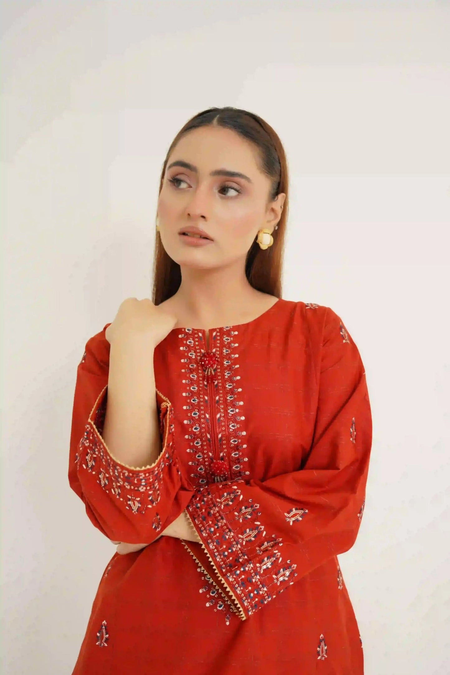Saffron 3Pc - Embroidered Dress