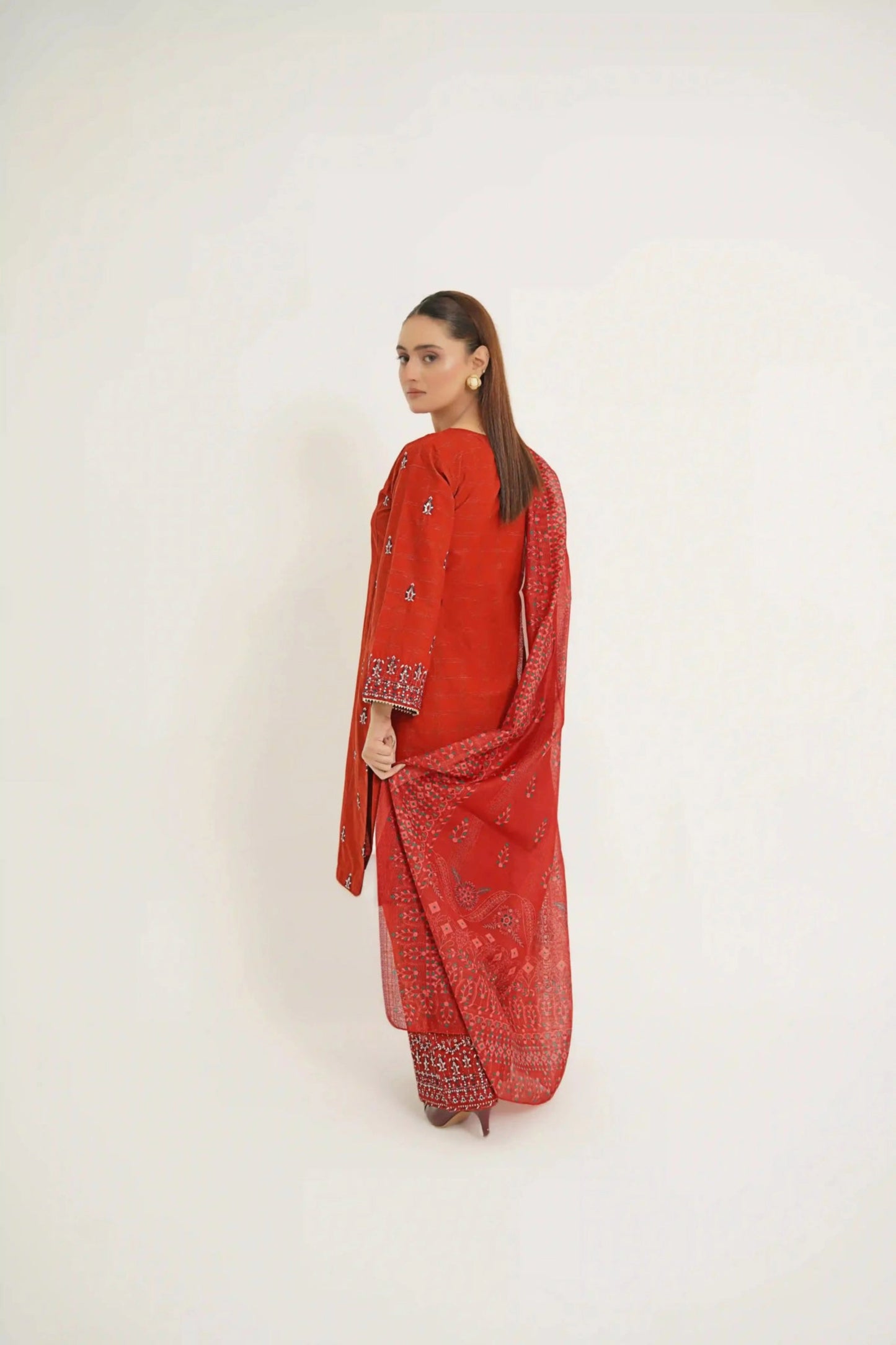 Saffron 3Pc - Embroidered Dress